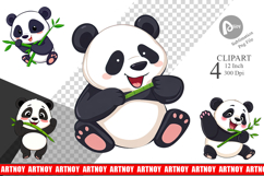 Panda with Bamboo Clipart Product Image 1