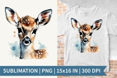 Baby Deer| Sublimation Design | Watercolor Clipart Product Image 1