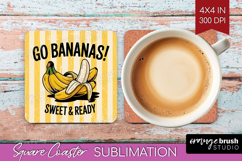 Banana Vintage Fruit Square Coaster Summer Coaster PNG Product Image 1