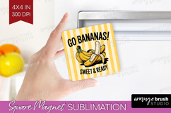 Banana Vintage Fruit Magnet Sublimation Summer Square Magnet Product Image 1