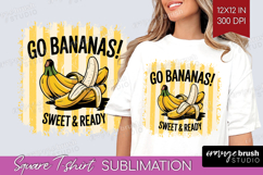 Banana Vintage Fruit Square Tshirt Background Summer PNG Product Image 1