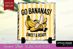 Banana Vintage Fruit Slate PNG Summer Square Slate Product Image 1