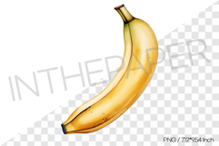 Single Whole Yellow Banana PNG Clipart Fruit Watercolor Product Image 1