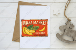 Banana Market Retro Produce Sign PNG, Vintage Fruit Market Product Image 3