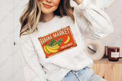 Banana Market Retro Produce Sign PNG, Vintage Fruit Market Product Image 4
