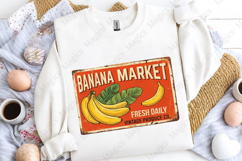 Banana Market Retro Produce Sign PNG, Vintage Fruit Market Product Image 5