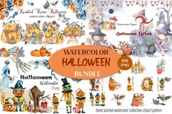 Halloween bundle. Watercolor clipart. 100 png elements Product Image 1