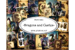 Dragons and Castles Junk Journal Kit, Printable Ephemera Product Image 1