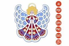 3D layered angel mandala, Christmas angel svg for cricut, Product Image 1
