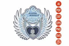 In memory of a loving heart with angel wings and a photo SVG Product Image 1