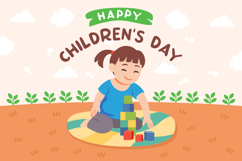Childrens Day Happy Girl Playing Product Image 1