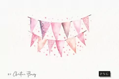 Watercolor Pink Party Banner Clipart | Watercolor Party PNG Product Image 1