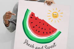 Hand drawn watermelon with text Fresh and Sweet Product Image 7