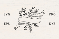 Vintage Ribbon with Flowers SVG Product Image 1