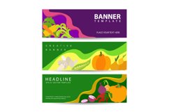 Horizontal banners for harvest festival ad. Banners set Product Image 1