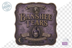 Banshee Tears Gothic Apothecary Vintage Label PNG Product Image 1