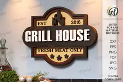 Bar and grill Sign Laser Cut. Grill house SVG Product Image 1