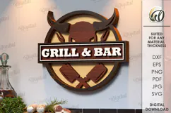 Bar and grill Sign Laser Cut. Grill and bar SVG Product Image 1