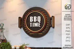 Bar and grill Sign Laser Cut. Bbq time SVG Product Image 1