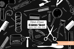 White Barber Shop | Vintage Beauty salon, Hairdresser Doodle Product Image 1