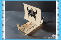 Viking ship for laser cutting, restaurant table decoration Product Image 2
