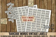 Barcode Words Vintage printable ephemera/embellishments. 300dpi high quality Digital images that can be used for Junk Journals, Scrapbooking, Cardmaking or other paper crafts.