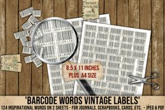 Barcode Words Vintage printable ephemera/embellishments. 300dpi high quality Digital images that can be used for Junk Journals, Scrapbooking, Cardmaking or other paper crafts.