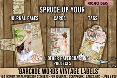 Barcode Words Vintage printable ephemera/embellishments. 300dpi high quality Digital images that can be used for Junk Journals, Scrapbooking, Cardmaking or other paper crafts.