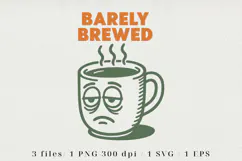 Retro Coffee Line Art Clipart, Funny Puns SVG | PNG | EPS Product Image 1