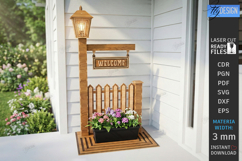 Outdoor Welcome Signs Planter Laser Cut Bundle | Street Lamp Product Image 3