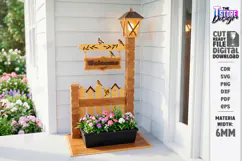 Outdoor Welcome Sign Planter Laser Cut | Porch Decor | CNC Product Image 1