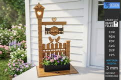 Outdoor Welcome Sign Planter Laser Cut | Street Lamp Post Product Image 1