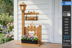 Outdoor Welcome Sign Planter Laser Cut | Street Lamp Post Product Image 1