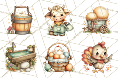 Country Farm Clipart PNG, Barnyard Animals Rustic Elements Product Image 3