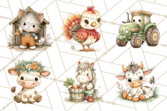 Country Farm Clipart PNG, Barnyard Animals Rustic Elements Product Image 6
