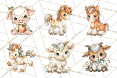 Country Farm Clipart PNG, Barnyard Animals Rustic Elements Product Image 2