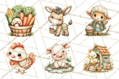 Country Farm Clipart PNG, Barnyard Animals Rustic Elements Product Image 7