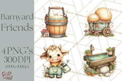 Country Farm Clipart PNG, Barnyard Animals Rustic Elements Product Image 1