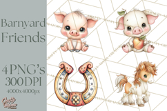 Country Farm Clipart PNG, Barnyard Animals Rustic Elements Product Image 1