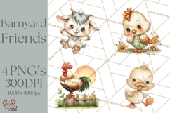 Country Farm Clipart PNG, Barnyard Animals Rustic Elements Product Image 1