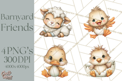 Country Farm Clipart PNG, Barnyard Animals Rustic Elements Product Image 1