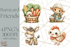 Country Farm Clipart PNG, Barnyard Animals Rustic Elements Product Image 1