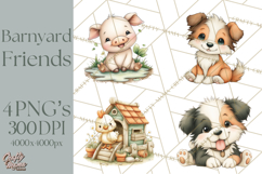 Country Farm Clipart PNG, Barnyard Animals Rustic Elements Product Image 1