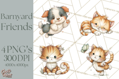 Country Farm Clipart PNG, Barnyard Animals Rustic Elements Product Image 1