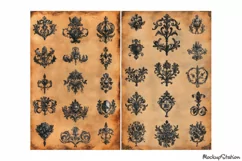 Baroque Ornaments on Old Papers PNG, Vintage Royal Designs Product Image 2