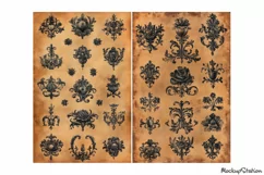 Baroque Ornaments on Old Papers PNG, Vintage Royal Designs Product Image 3