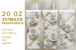 White Rose and Gold Vein Tumbler Wrap Product Image 1