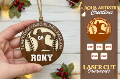 Baseball Player Ornament Laser Cut File Template Product Image 1