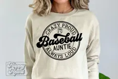 Crazy Proud Always Loud Baseball Auntie SVG PNG Product Image 1