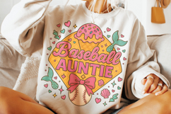 Baseball Auntie PNG, Baseball Aunt, Baseball Ice Cream Drip Product Image 2
